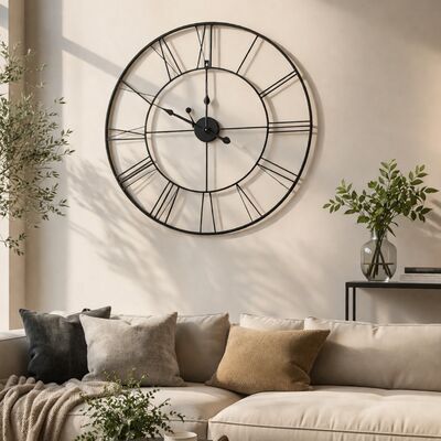 Metalli seinäkello Ø80 cm musta